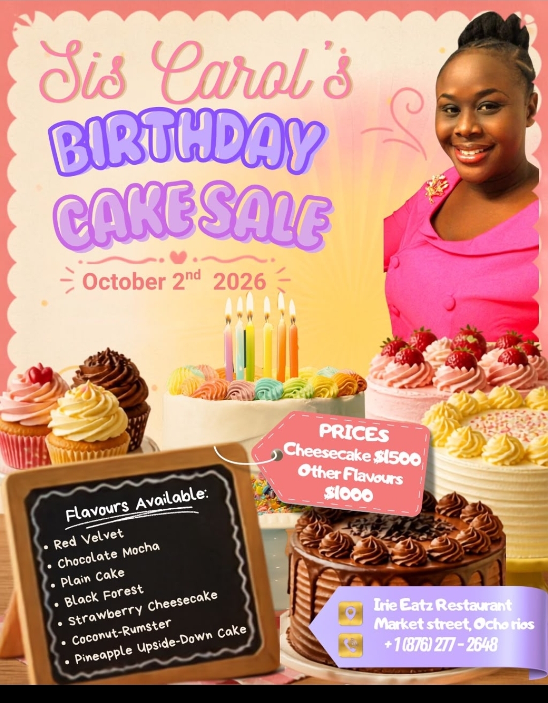 Sis Carol Birthday Cake Sale - October 2nd 2026