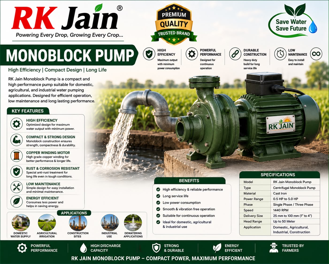 RK Jain Monoblock Pump — full brochure