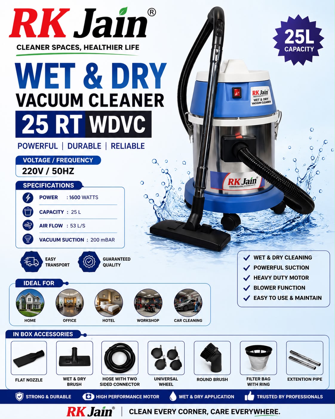 RK Jain Wet & Dry Vacuum Cleaner 25 RT WDVC — full brochure