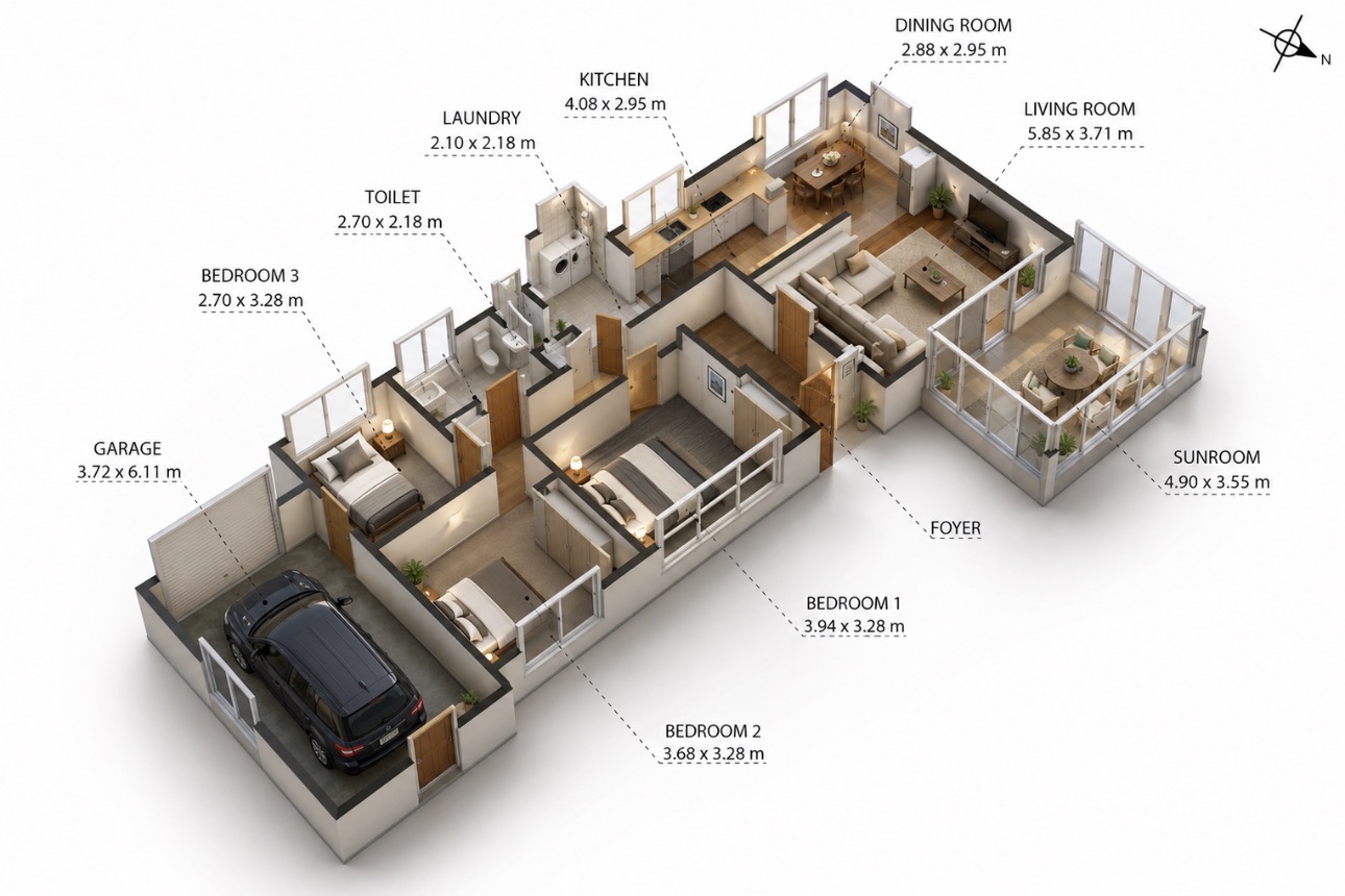 Floor Plan — 3D Render