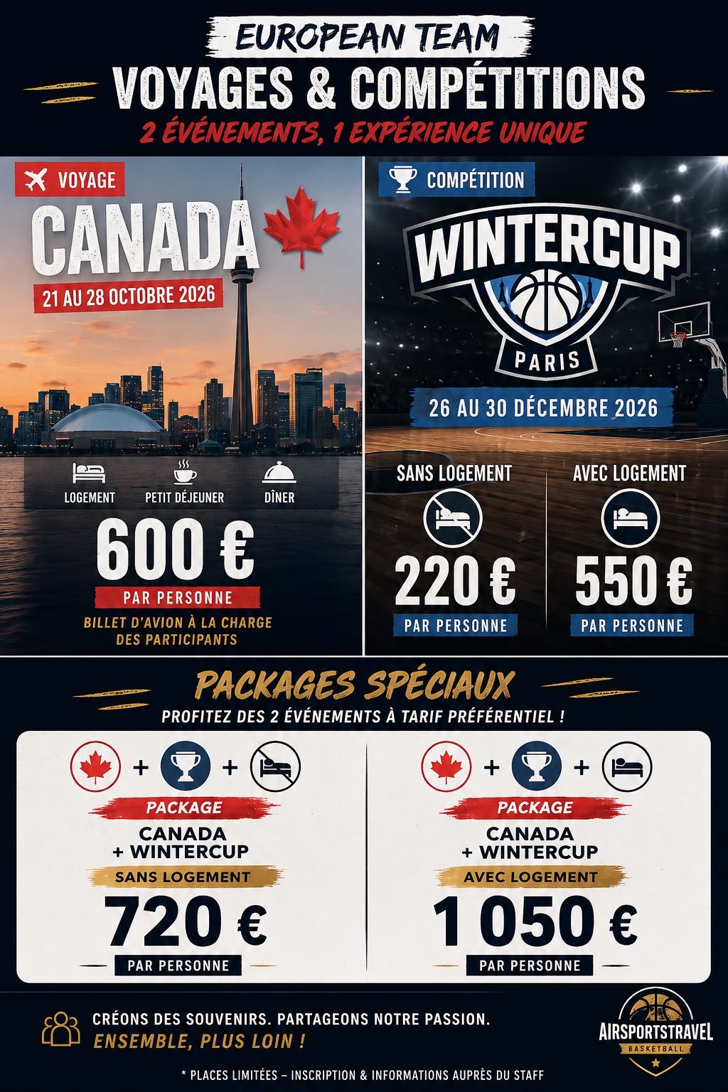 Voyages & compétitions 2026-2027 — Canada + Winter Cup
