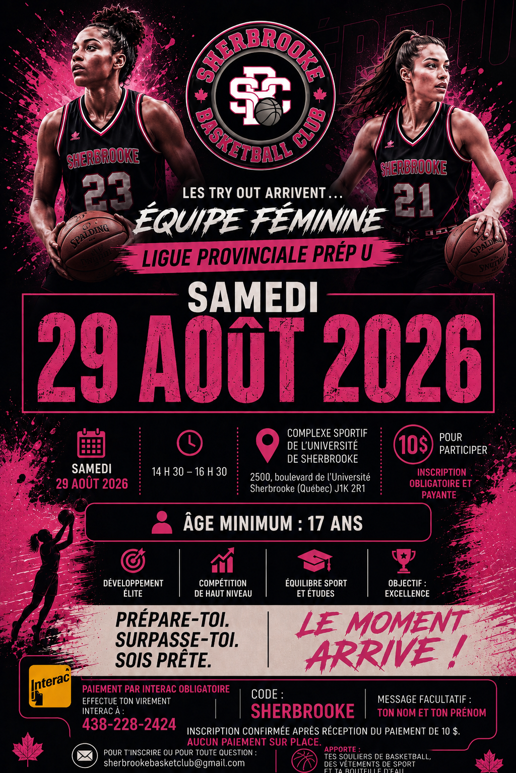 Tryout équipe féminine · Ligue provinciale Prép U