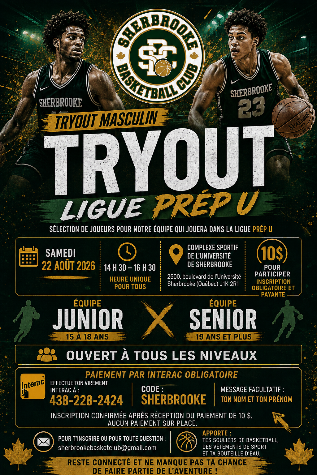 Tryout masculin · Ligue Prép U
