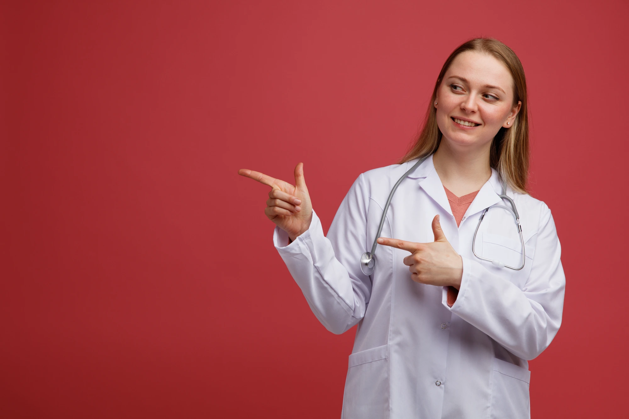 Doctor pointing to services
