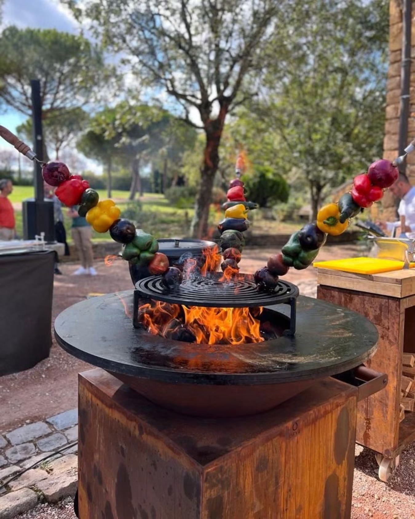 Brochettes grillées sur notre brasero au feu de bois