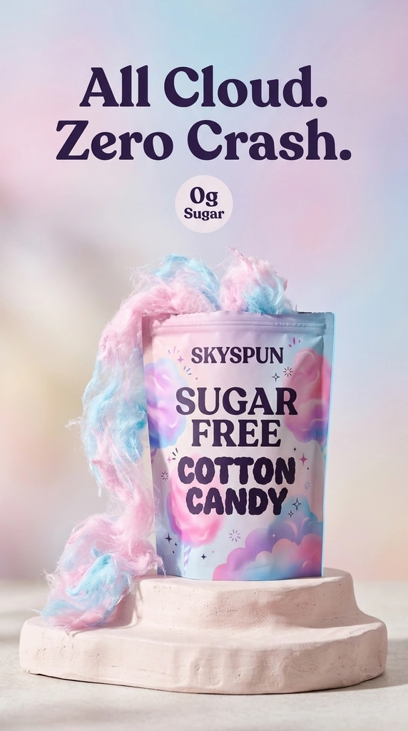 Skyspun sugar free cotton candy — All Cloud. Zero Crash.