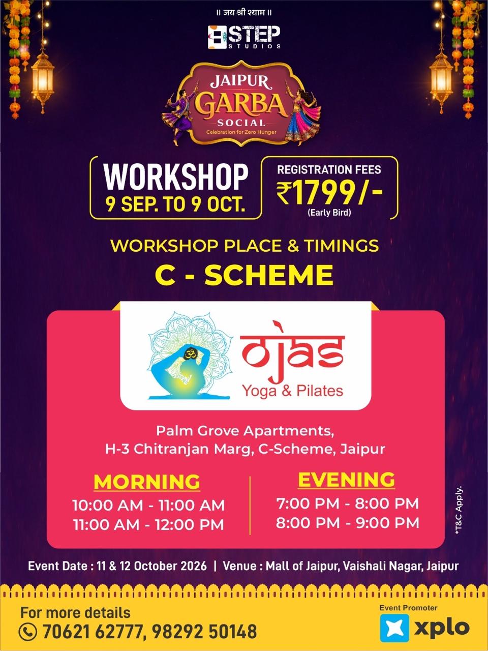 Workshop location poster — C-Scheme · Ojas Yoga & Pilates
