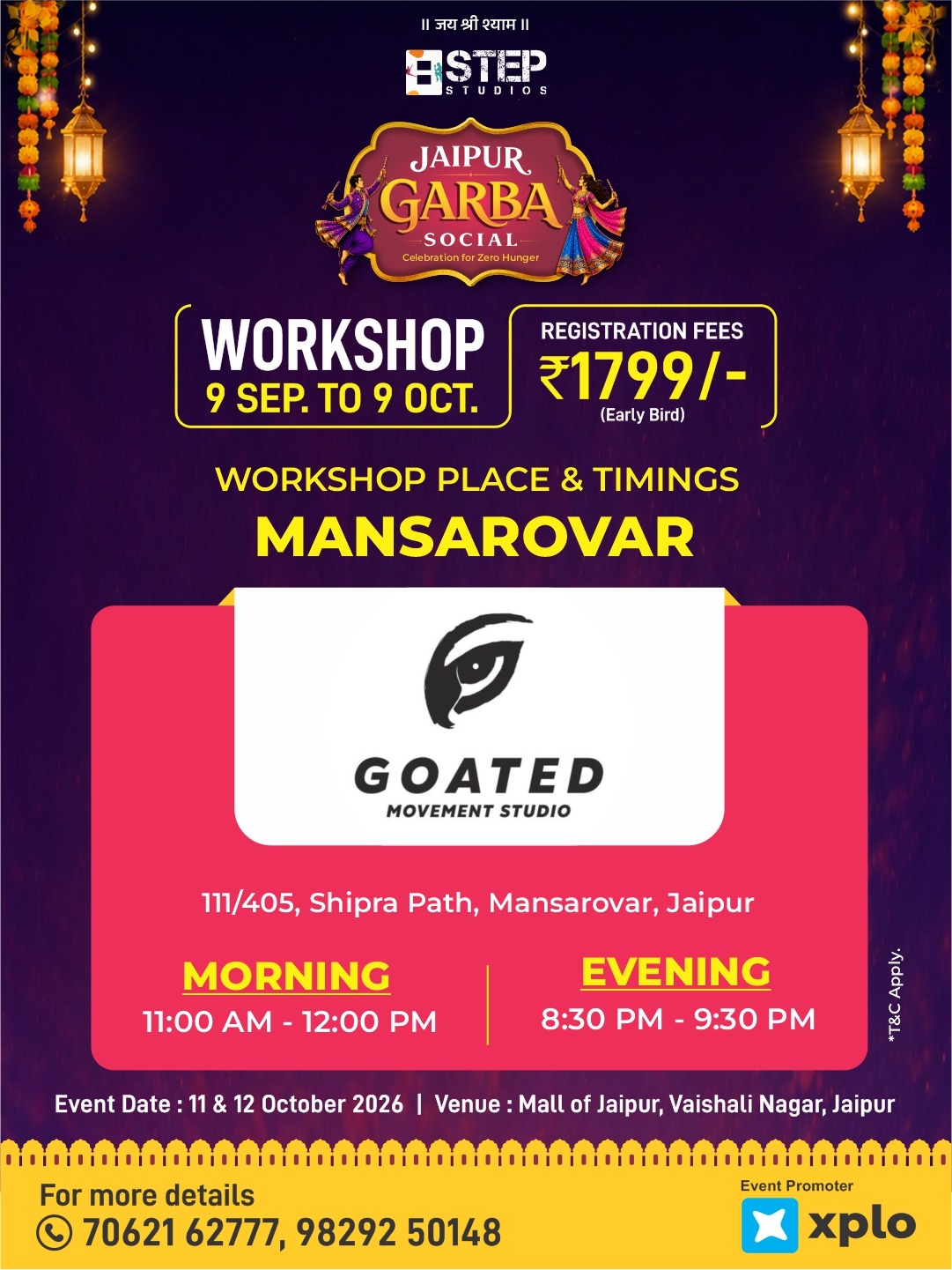Workshop location poster — Mansarovar · Goated Movement Studio