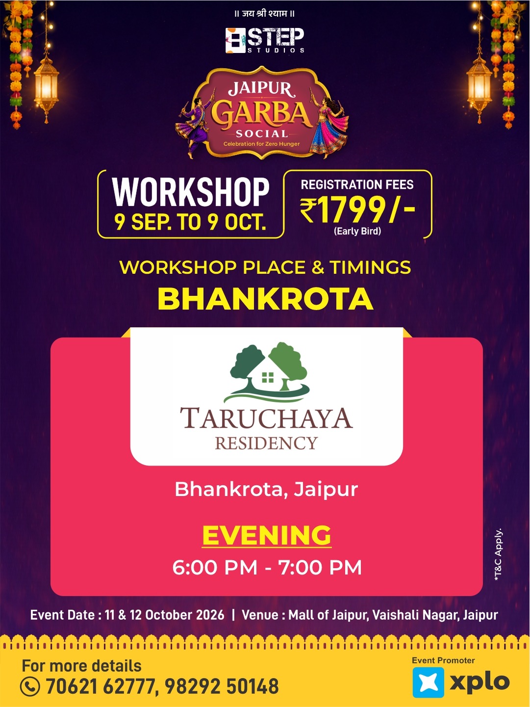 Workshop location poster — Bhankrota · Taruchhaya Residency