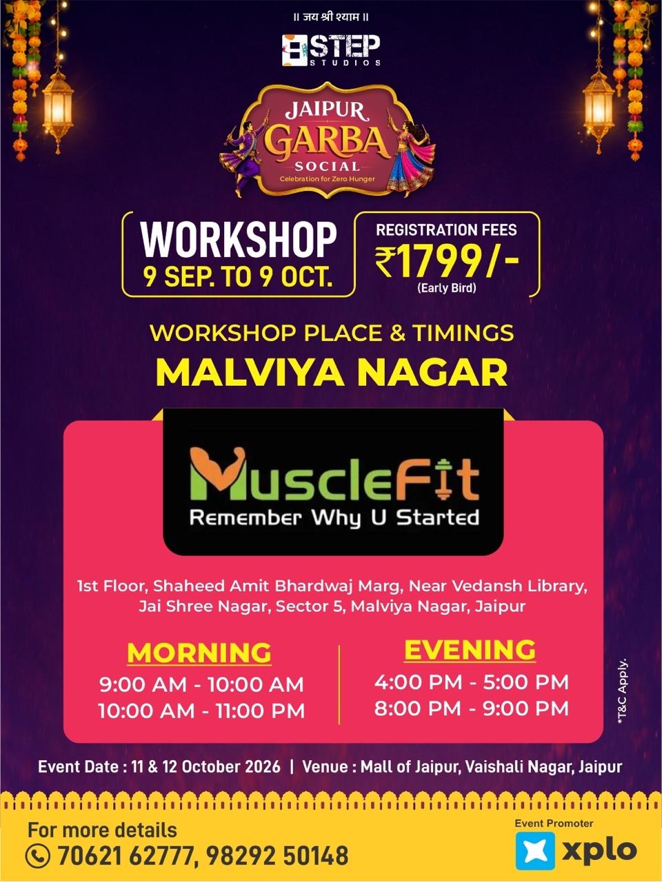 Workshop location poster — Malviya Nagar · Muscle Fit Gym