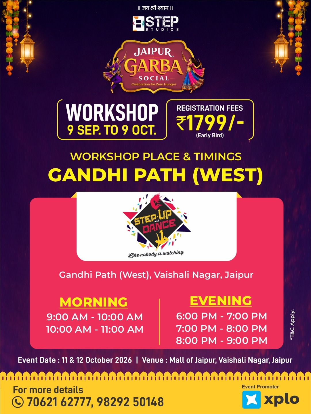 Workshop location poster — Gandhi Path (West) · Step Up & Dance