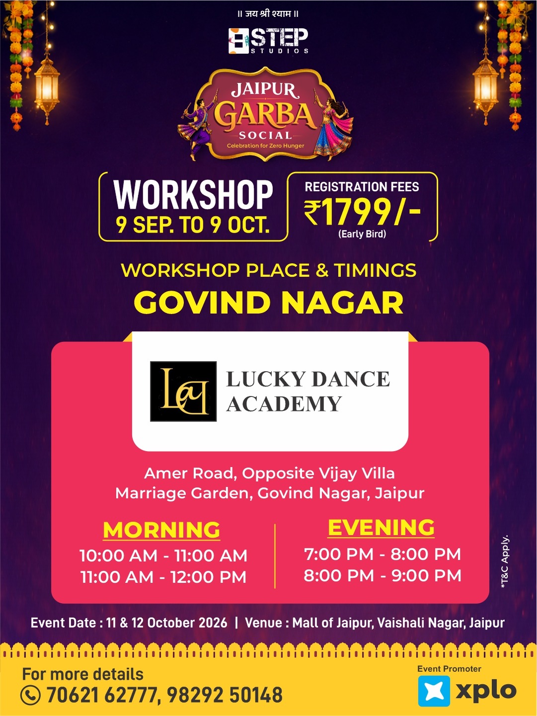Workshop location poster — Govind Nagar · Lucky Dance Academy