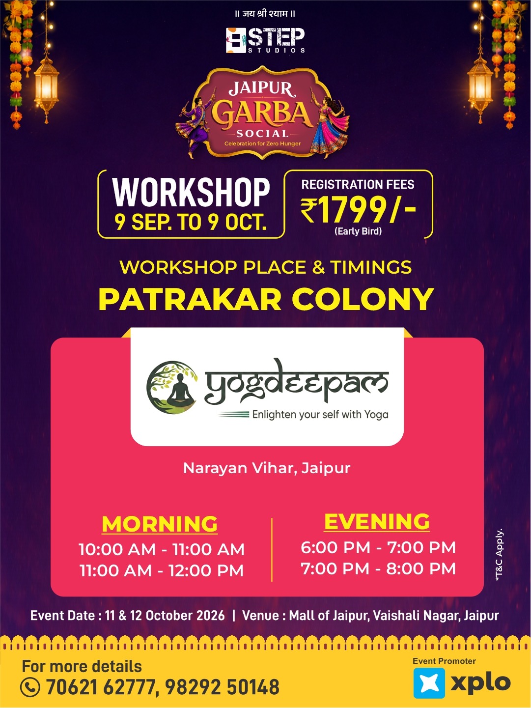 Workshop location poster — Patrakar Colony · Yogdeepam