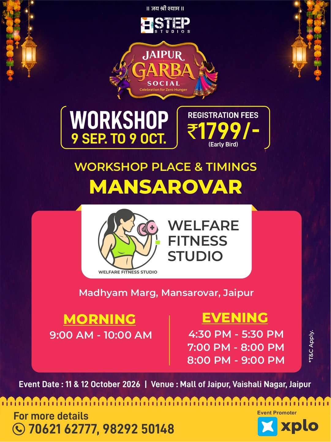Workshop location poster — Mansarovar · Welfare Fitness Studio