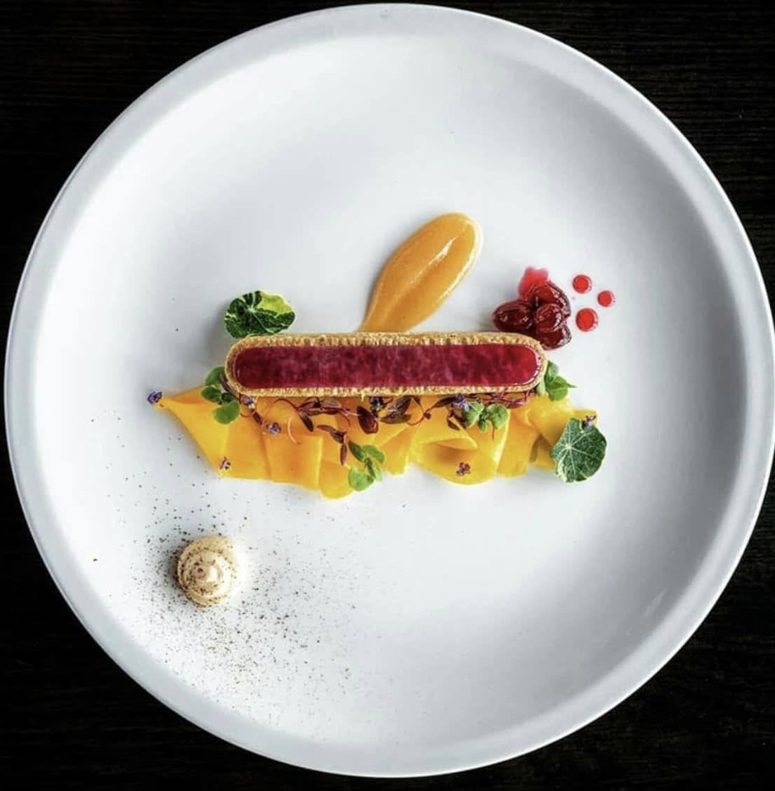 A restaurant-grade plated dish — the image most VIP flight attendant courses sell you.