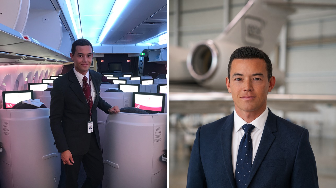 Nicolas Perot dos Santos — commercial cabin crew before business aviation, and private aviation professional today.