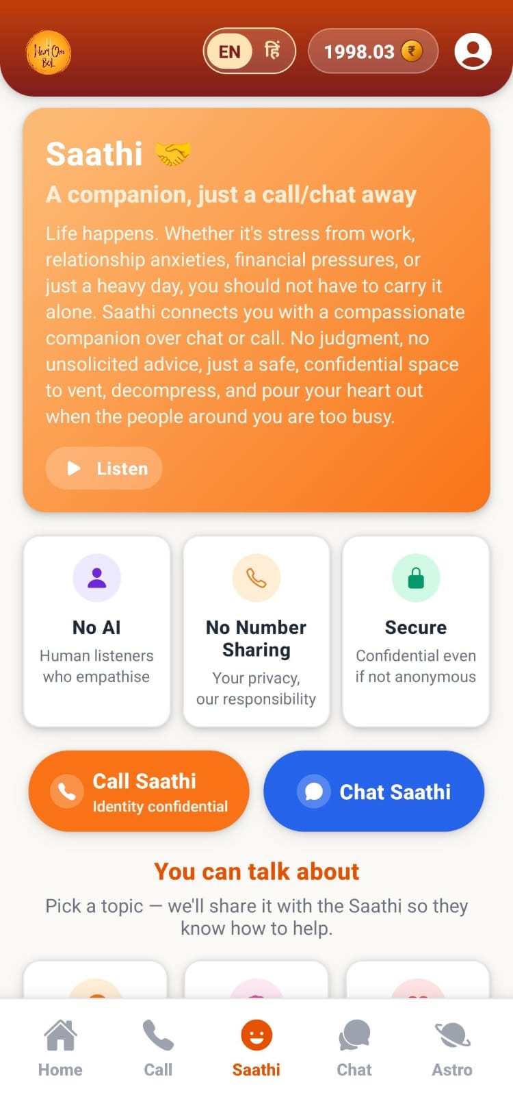 Verified astrologers list in the Hari Om Bol app