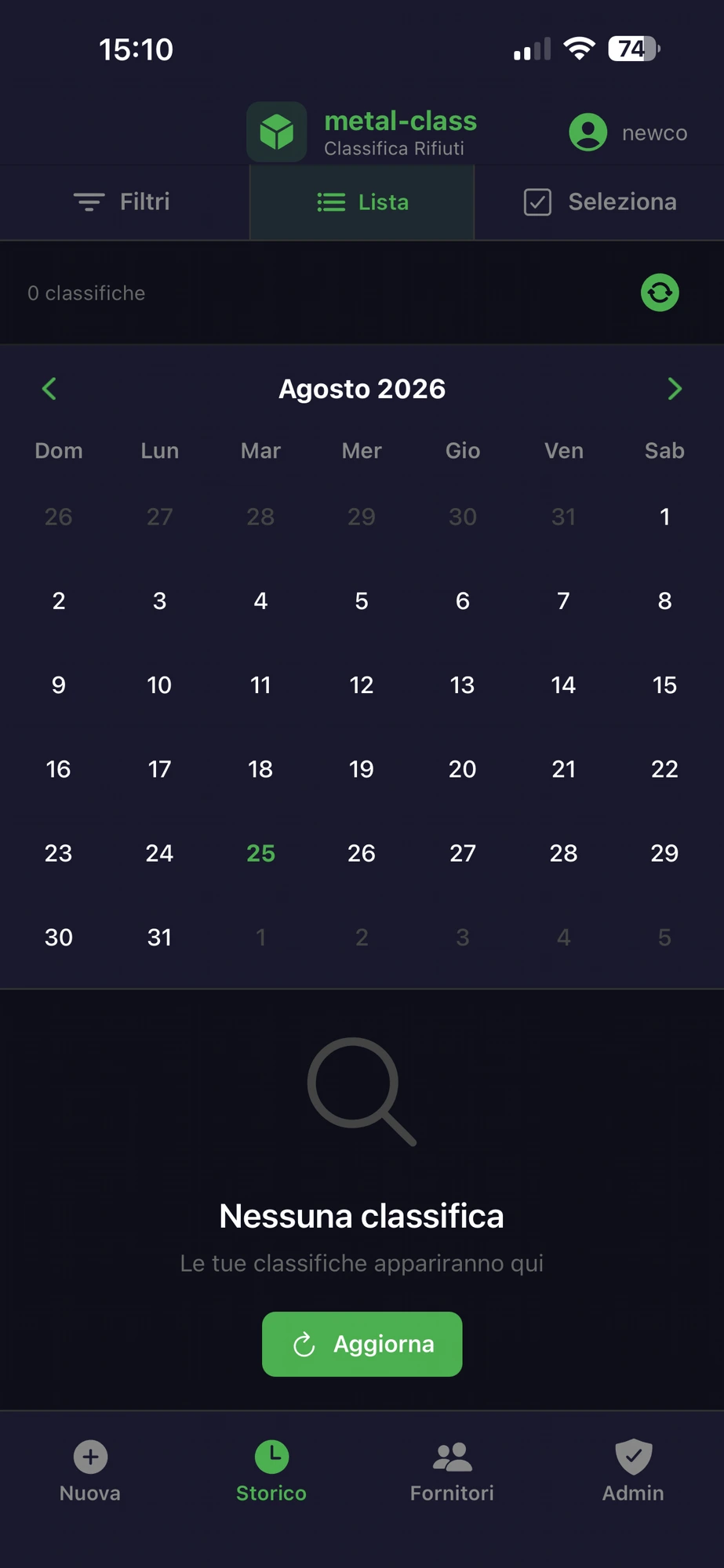 metal-class — schermata dell'app