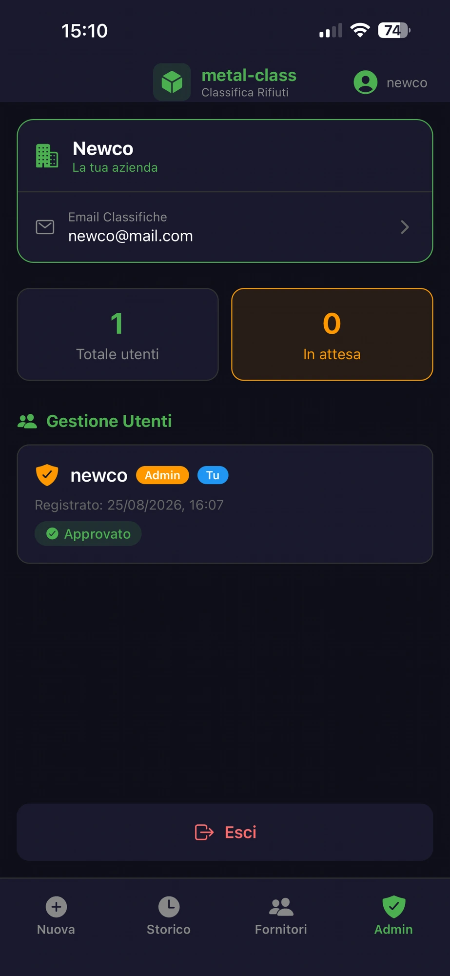 metal-class — schermata dell'app
