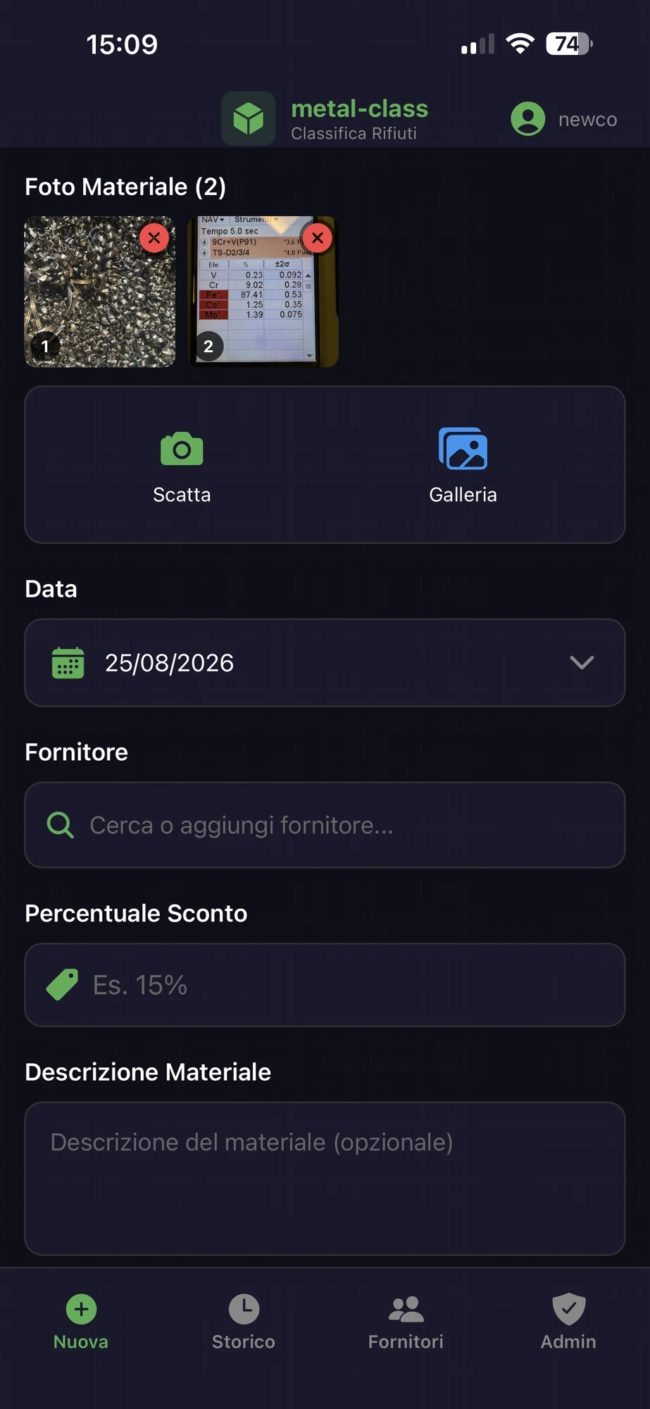 metal-class — schermata dell'app