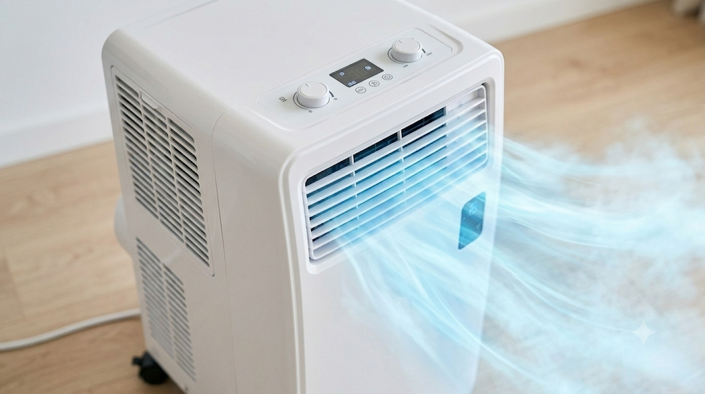 Portable air conditioner control panel with cool air