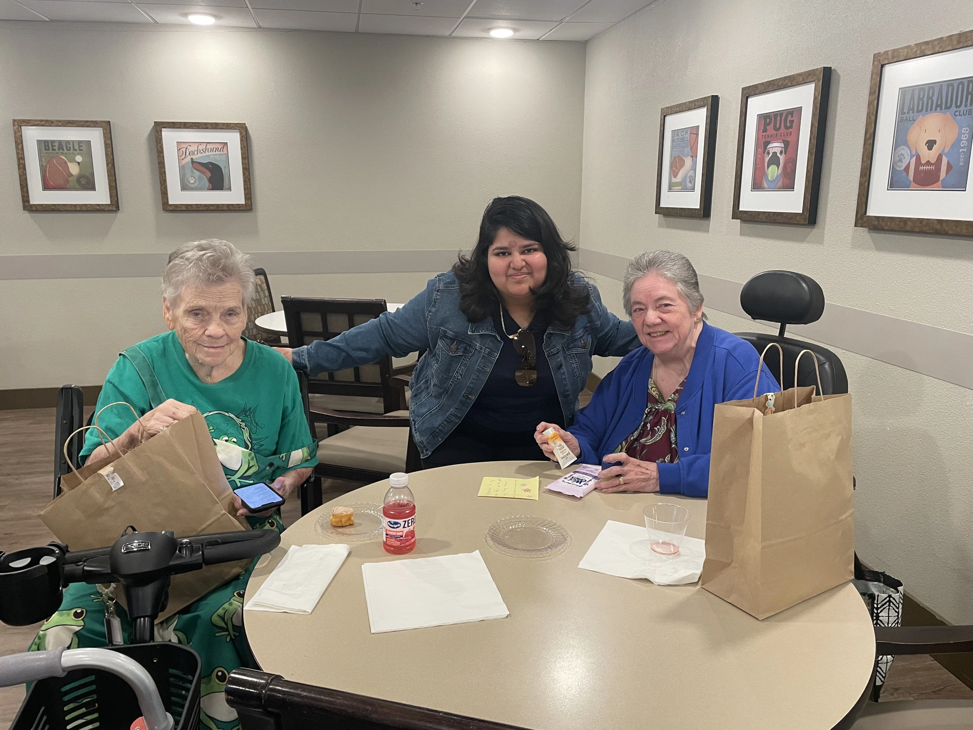 Delivering gift bags to seniors