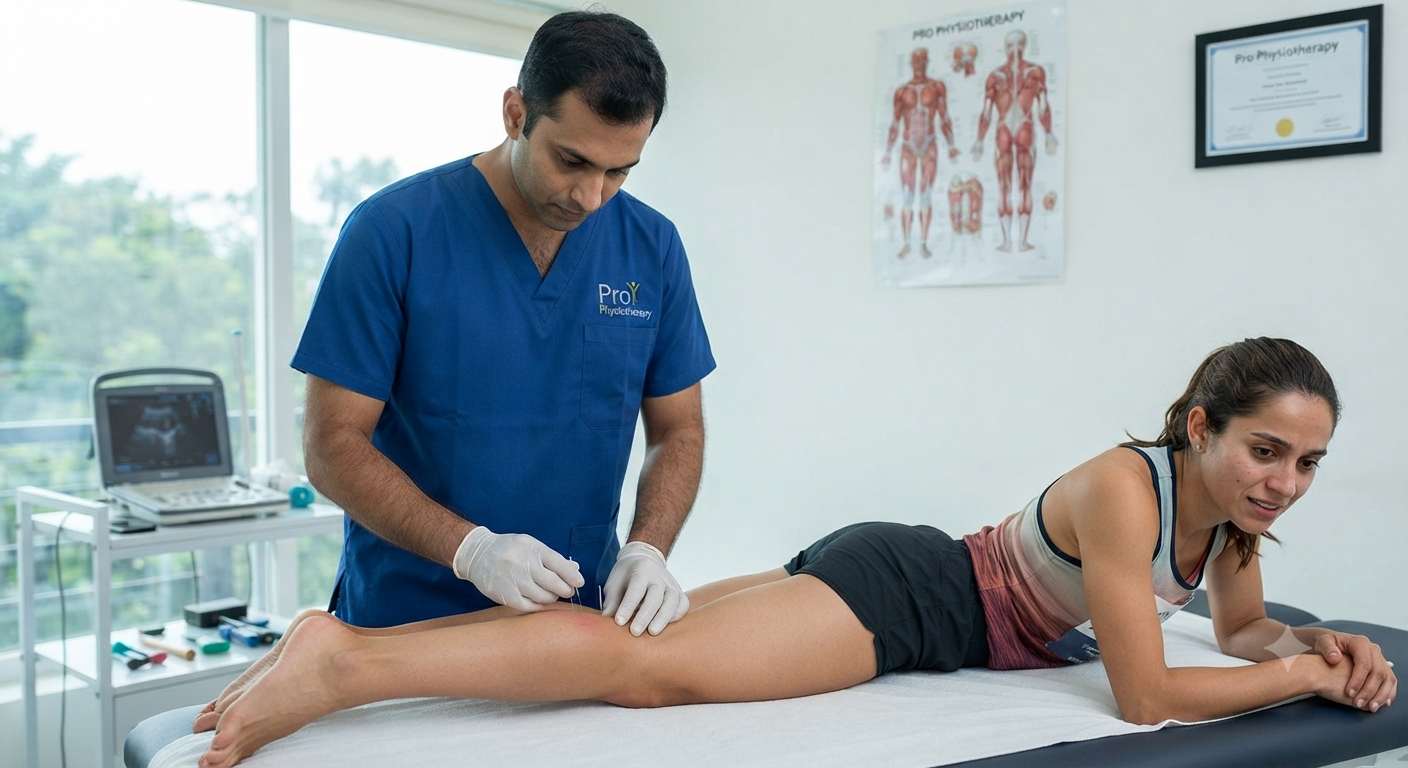 Slipped disc physiotherapy JP Nagar — dry needling on posterior chain for lumbar radiculopathy at Pro Physiotherapy