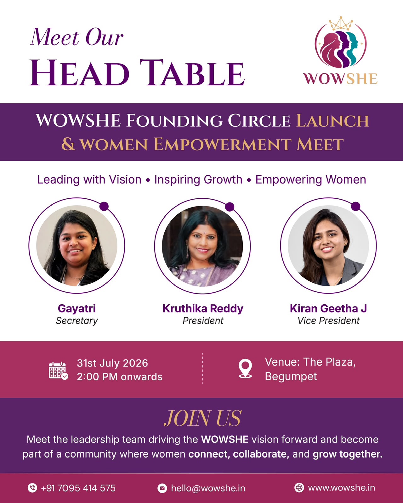 Meet Our HEAD TABLE · WOWSHE Founding Circle Launch