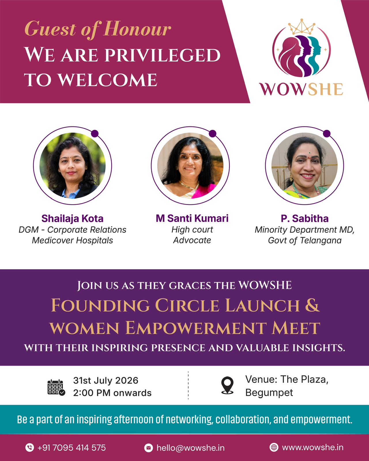 Guest of Honour · Shailaja Kota, M Santi Kumari, P. Sabitha