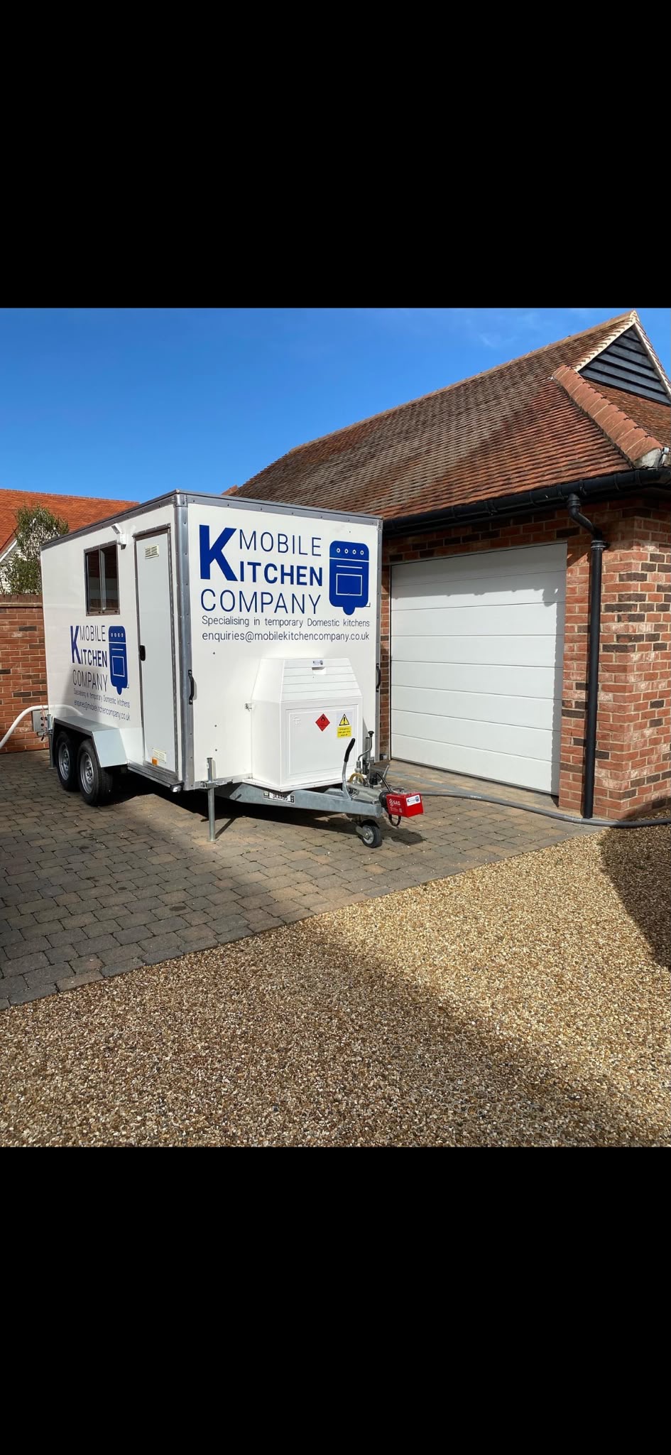 Mobile kitchen trailer set up and ready to cook